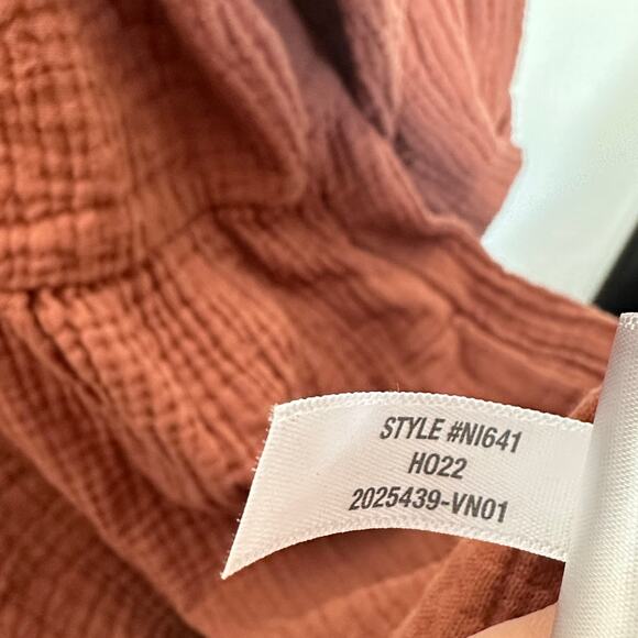 MADEWELL Marianna Puff-Sleeve Mini Dress Clay Brown {J37} - Picture 7 of 7